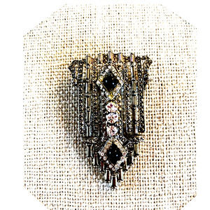 Vintage Art Deco  Boho Waterfall Brooch - 1920s - Rhinestones